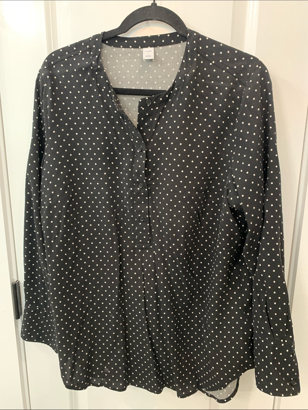 Old Navy Black Blouse with White Polka Dots